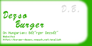 dezso burger business card